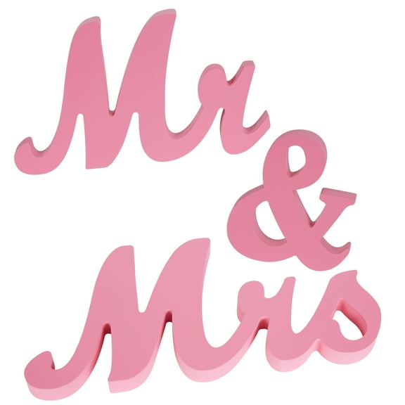 Adeeing Pink Wooden Mr & Mrs Signs Large Wedding Mr & Mrs Free-Standing Letters Decoration for Sweetheart Table, Rustic Wedding Centerpiece, Photo Props, Anniversaries