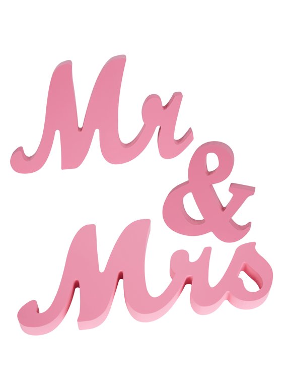 Pink Wooden Mr & Mrs Signs Large Wedding Mr & Mrs Free-Standing Letters Decoration for Sweetheart Table, Rustic Wedding Centerpiece, Photo Props, Anniversaries