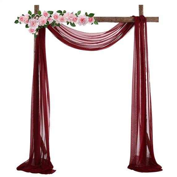 Adeeing Wedding Arch Drapes 2 Panels 6 Yards Burgundy Chiffon Fabric Drapery, Sheer Backdrop Curtain for Wedding, Reception, Archway, Ceremony, Photo