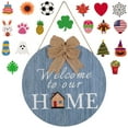 thumbnail image 1 of Adeeing Welcome Home Sign Interchangeable Round Wood Decor Sign with 20 Changeable Seasonal signs for Front Door Wall Porch Farmhouse, New Home Housewarming Gift, Gray, 1 of 7