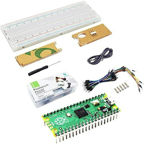 Adeept Raspberry Pi Pico Microcontroller Board with Pre-Soldered Header, Based on Raspberry Pi RP2040, Pico Starter Kit with Breadboard, Acrylic Protective Case and Jumper Wires