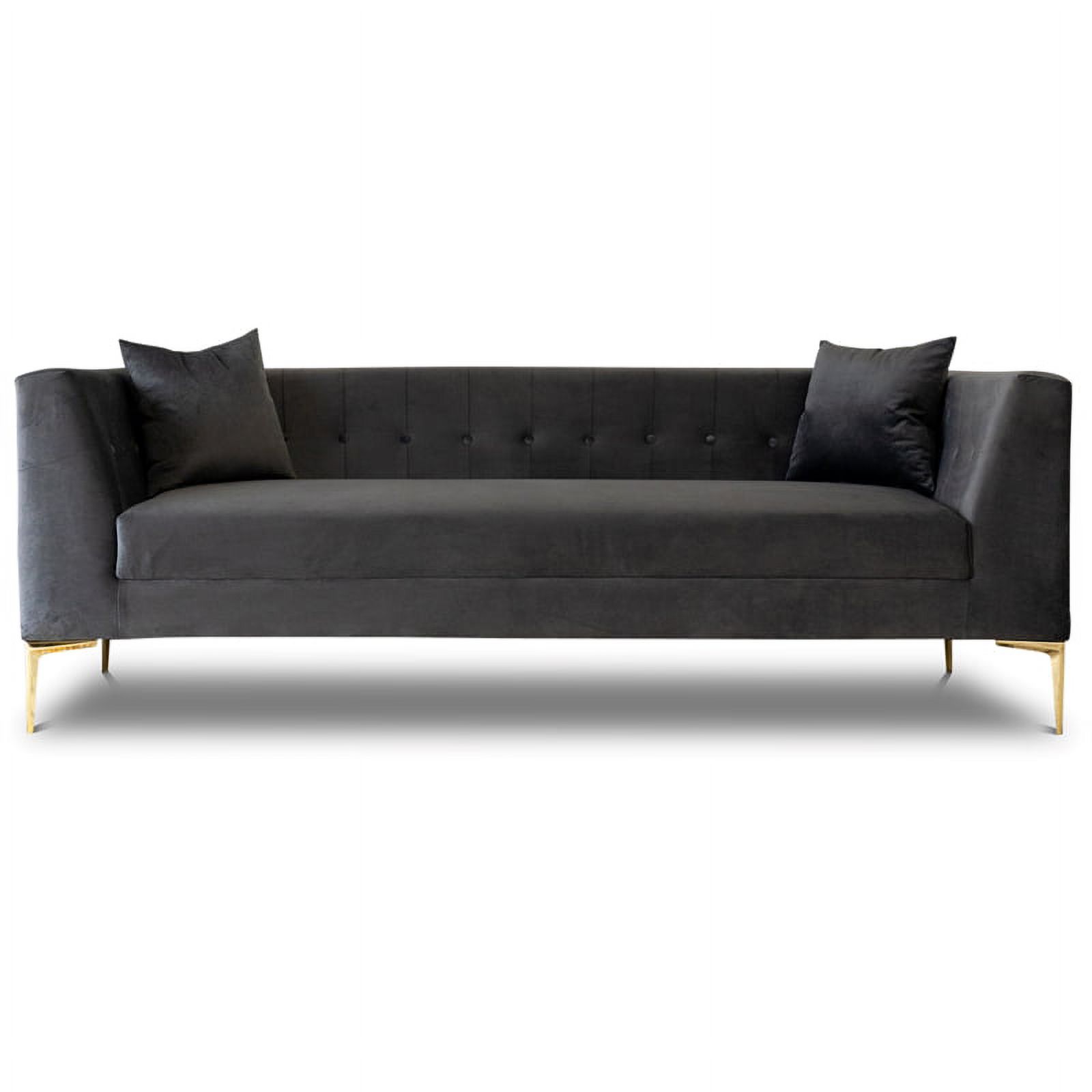 Adela Living Room Modern Rectangular Tight Back Velvet Sofa in Dark