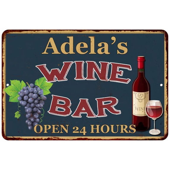 Adela's Green Wine Bar Sign Wall Decor 8 x 12 High Gloss Metal 208120043345