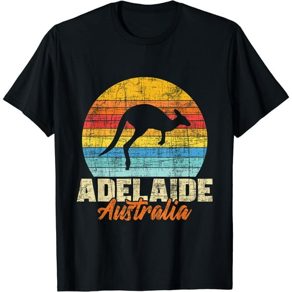 Adelaide Australia - Retro Vintage Kangaroo 70s 80s Animal T-Shirt Black Small