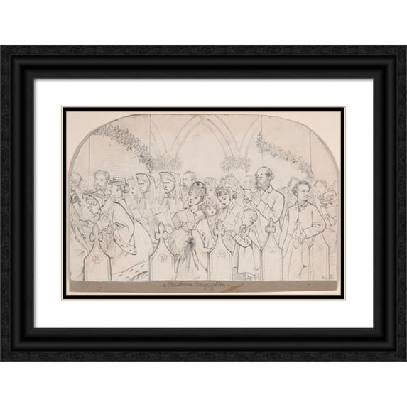 Adelaide Claxton 24x17 Black Ornate Framed Double Matted Museum Art Print Titled: A Christmas Congregation