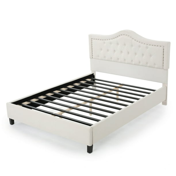 Adelais Fully Upholstered Queen Bed Set, Ivory