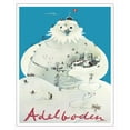 thumbnail image 1 of Adelboden Switzerland - Snowman Ski Mountain - Vintage Travel Poster by Herbert Leupin c.1947 - Fine Art Matte Paper Print (Unframed) 16x20in, 1 of 4