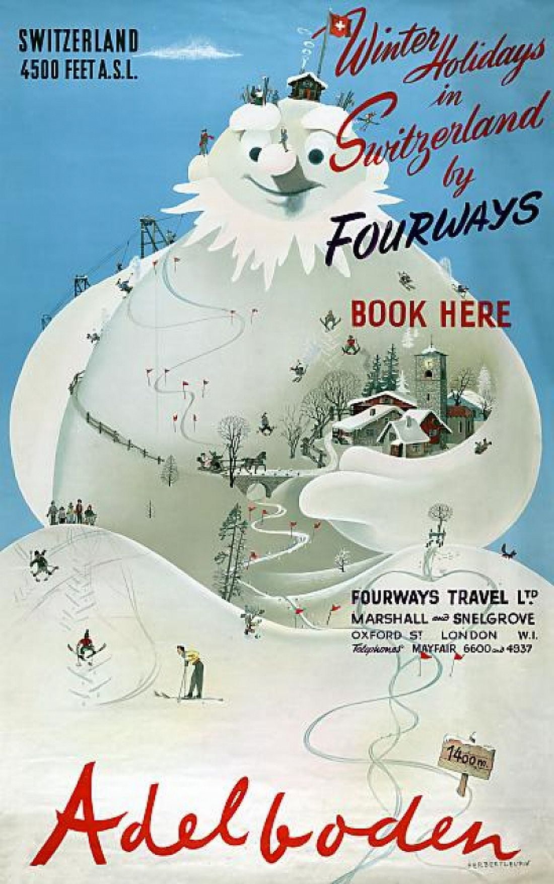 Adelboden Switzerland Winter Holidays Canvas Art - (36 x 54)