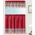 thumbnail image 1 of Adele 3 Peice Kitchen Curtain Set with Embroidered Floral Design Kitchen Curtain Tier and Valence Set, 36 Inches Burgundy, 1 of 2