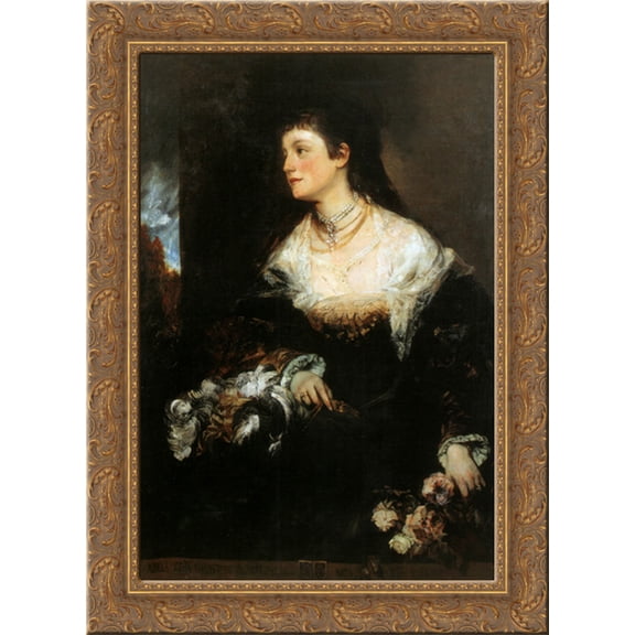 Adele Gr?fin Waldstein'Wartenberg 19x24 Gold Ornate Wood Framed Canvas Art by Makart, Hans