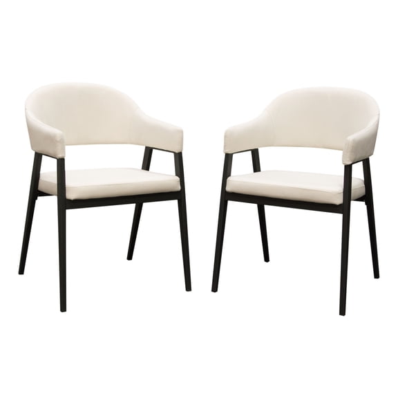 Diamond Sofa Adele Set of Two Dining/Accent Chairs in Cream Fabric with Black Powder Coated Metal Frame