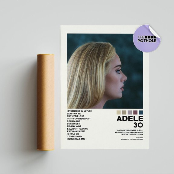 Adele s, 30, Adele 30, Album Cover, Print Wall Art, Music Band, Home Decor, Adele, Easy On Me, 30, Unframed Canvas Size 16x24