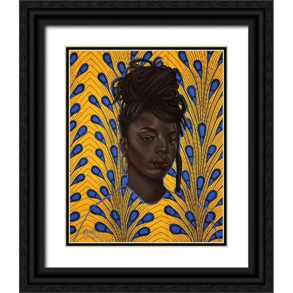 Adeleke, Adekunle 12x14 Black Ornate Wood Framed with Double Matting Museum Art Print Titled - Dreads