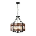 thumbnail image 1 of Warehouse of Tiffany Adelina Rustic Wood 5-Light Pendant, 1 of 2