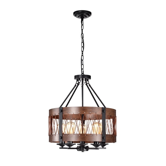 Warehouse of Tiffany Adelina Rustic Wood 5-Light Pendant