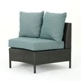 thumbnail image 1 of Adelina Wicker Outdoor Curved Loveseat Sectional with Cushions, Gray and Teal, 1 of 7