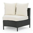 thumbnail image 1 of Adelina Wicker Outdoor Curved Loveseat Sectional with Cushions, Gray and White, 1 of 9