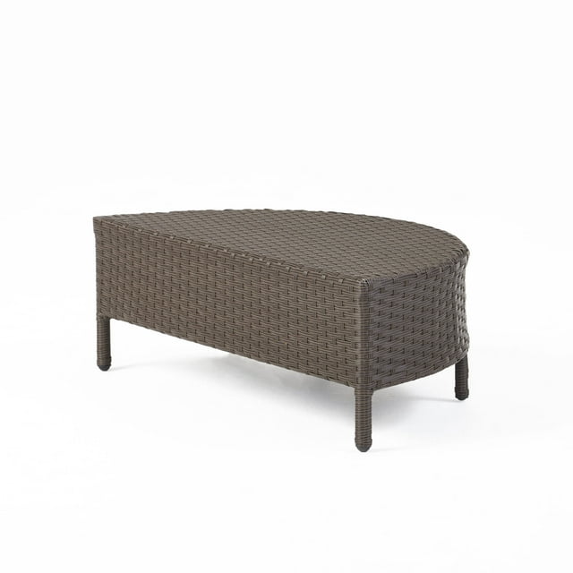 Adelina Wicker Outdoor HalfRound Coffee Table, Dark Brown