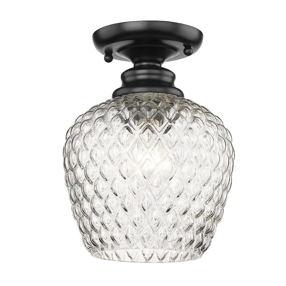 Adeline Matte Black and Clear Glass Semi-Flush Mount Light