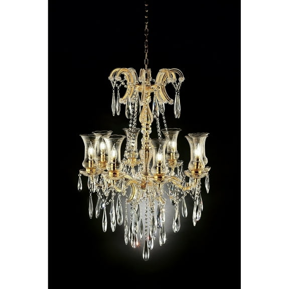 Adeline Crystal Matte Gold 8 LED Light Glass Chandelier