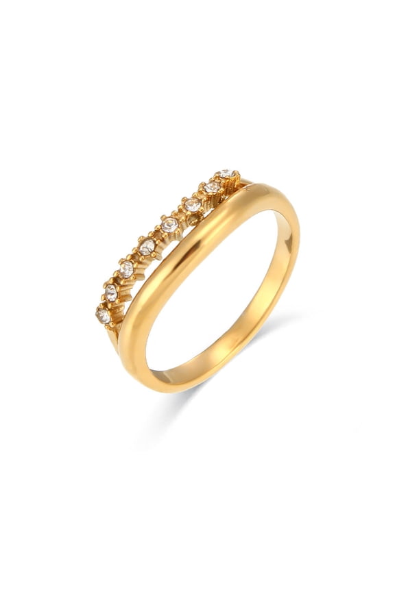 Adeline Diamond Simulant Gold Ring