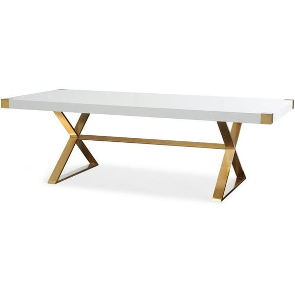 TOV Furniture Adeline Goldtone Stainless Steel and White Wood Dining Table