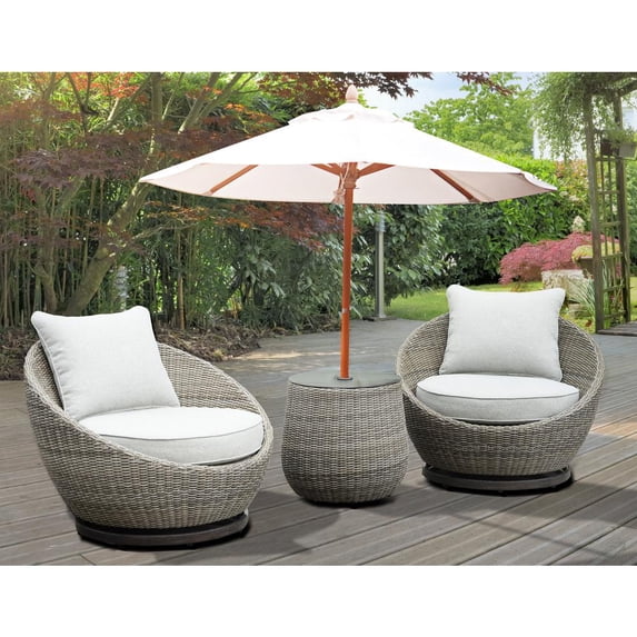Steve Silver Adeline Wicker Patio Conversation 3 Piece Set, Driftwood Gray