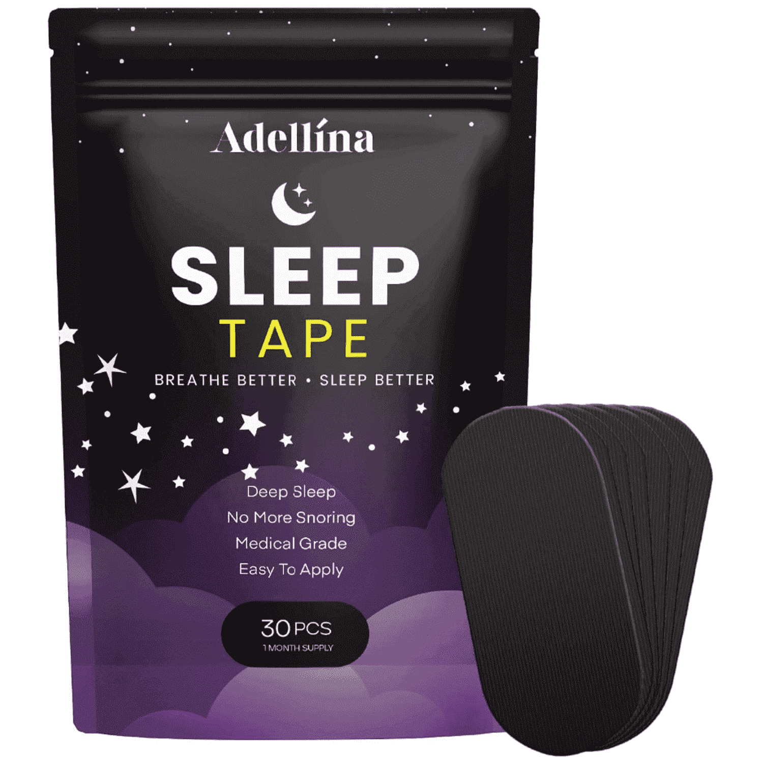 Adellina Mouth Tape for Better Sleep, Gentle on Skin, Latex-Free, 30 Strips