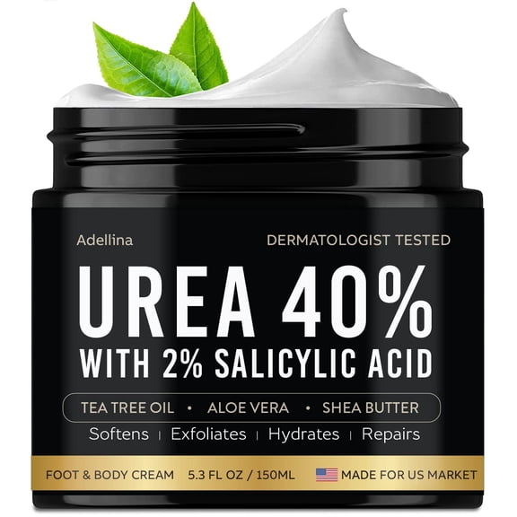 Adellina Urea Cream 40% for Dry Cracked Feet, Knees, Elbows