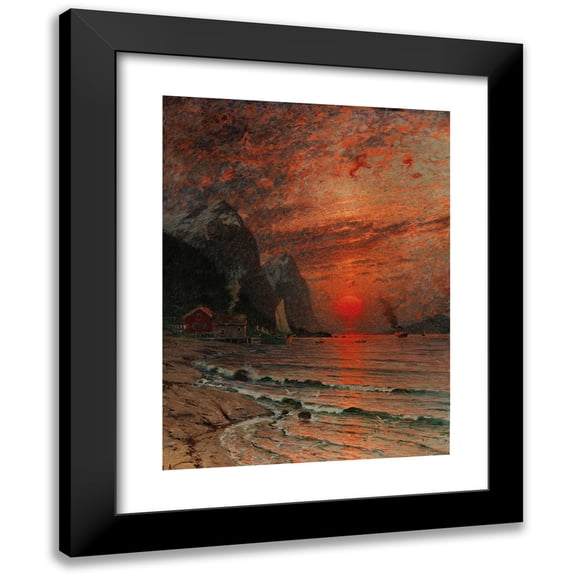 Adelsteen Normann 19x24 Black Modern Framed Museum Art Print Titled - Sunset Over the Fjord