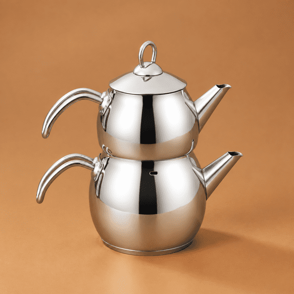 Adelya Stainless Steel Induction Teapot Set With 0.65l & 1.1l Tea Kettle Traditional Brewing System Dishwasher Safe