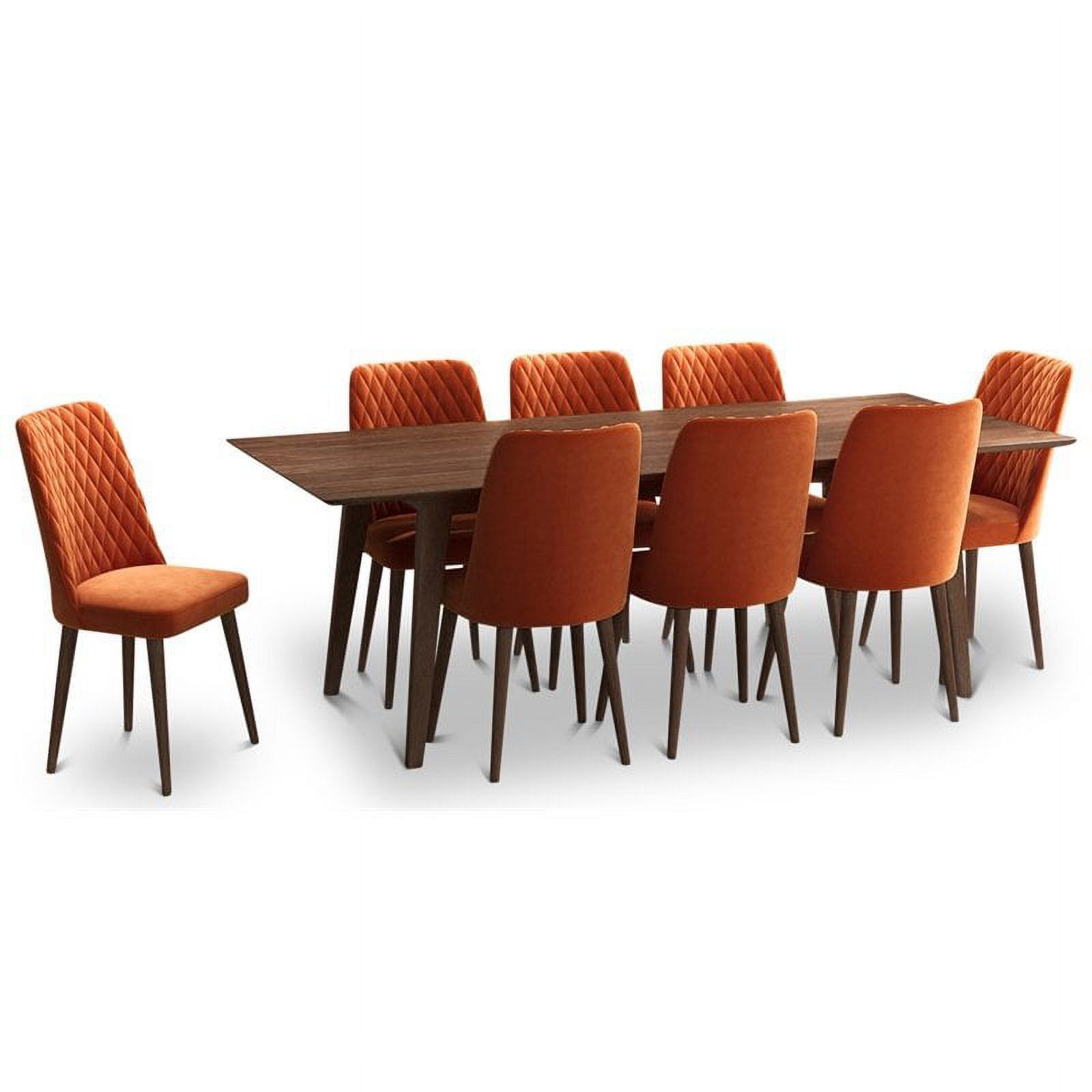 Adem 9Piece Modern Solid Wood Walnut Dining Room & Kitchen Table and