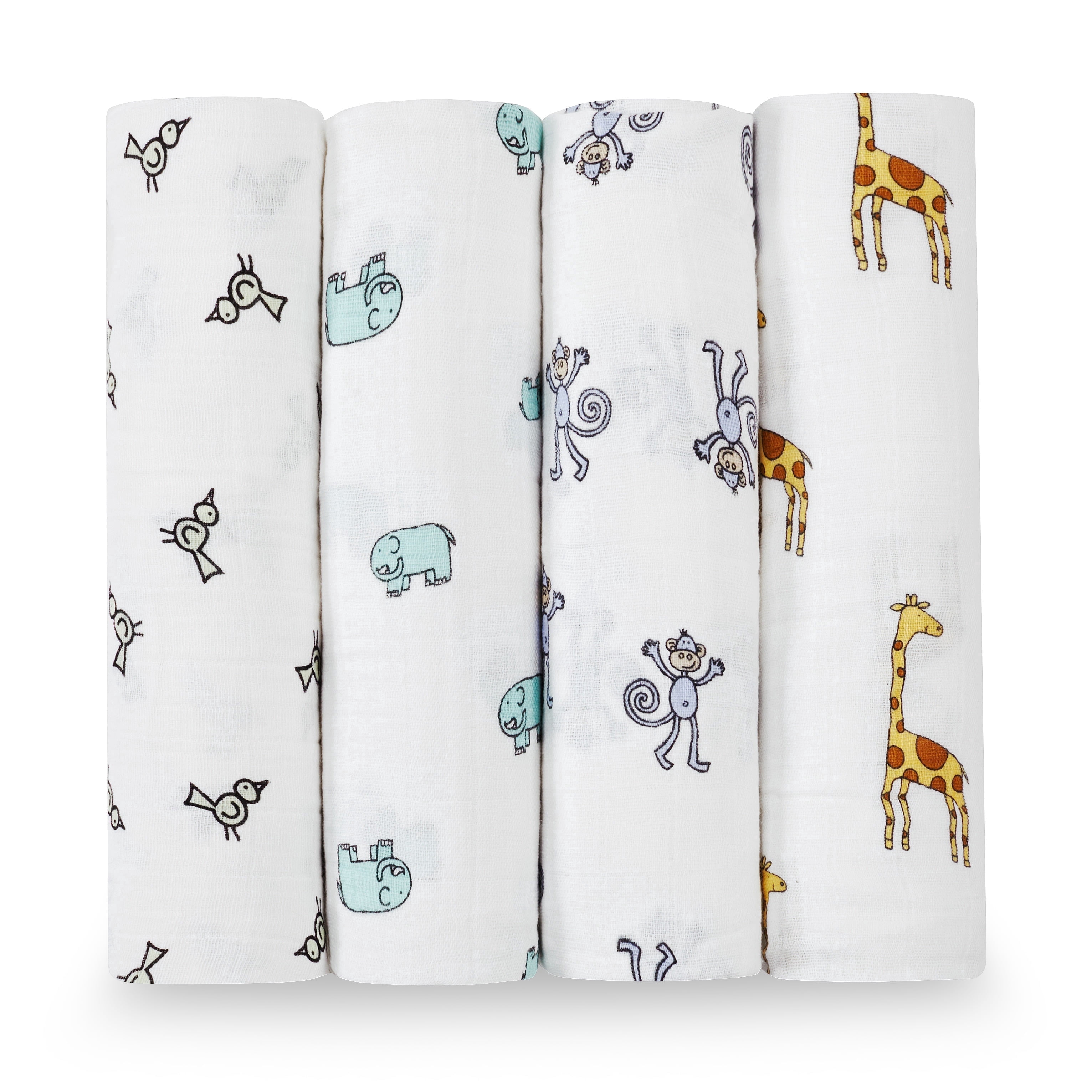 Muslin Swaddling Blankets - 4 pk - Jungle Jam
