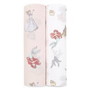 Aden + Anais Essentials Disney Princess 100% Muslin Cotton Swaddle Blanket, Female, 2 Pack