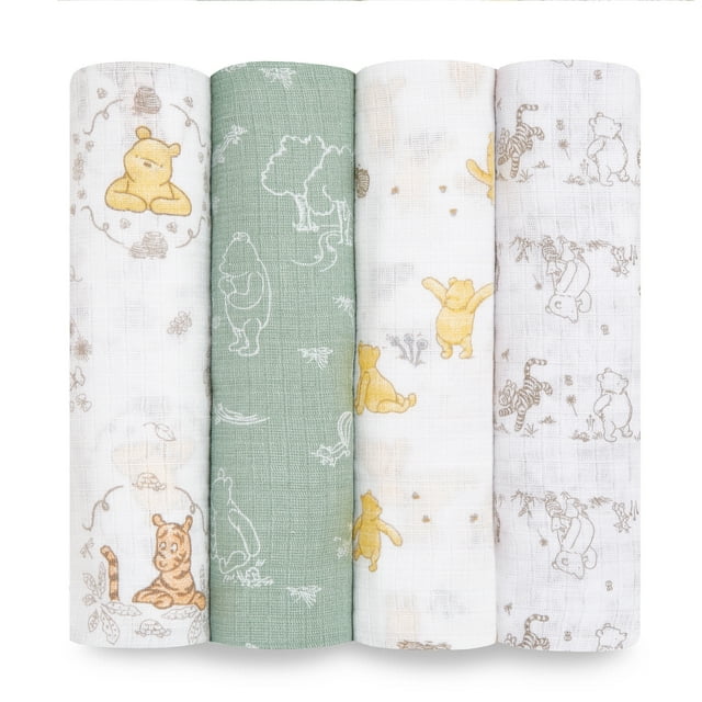 Aden + Anais™ x Disney Baby, Cotton Muslin Swaddle Blanket, Winnie the Pooh, Unisex, Infants, 4