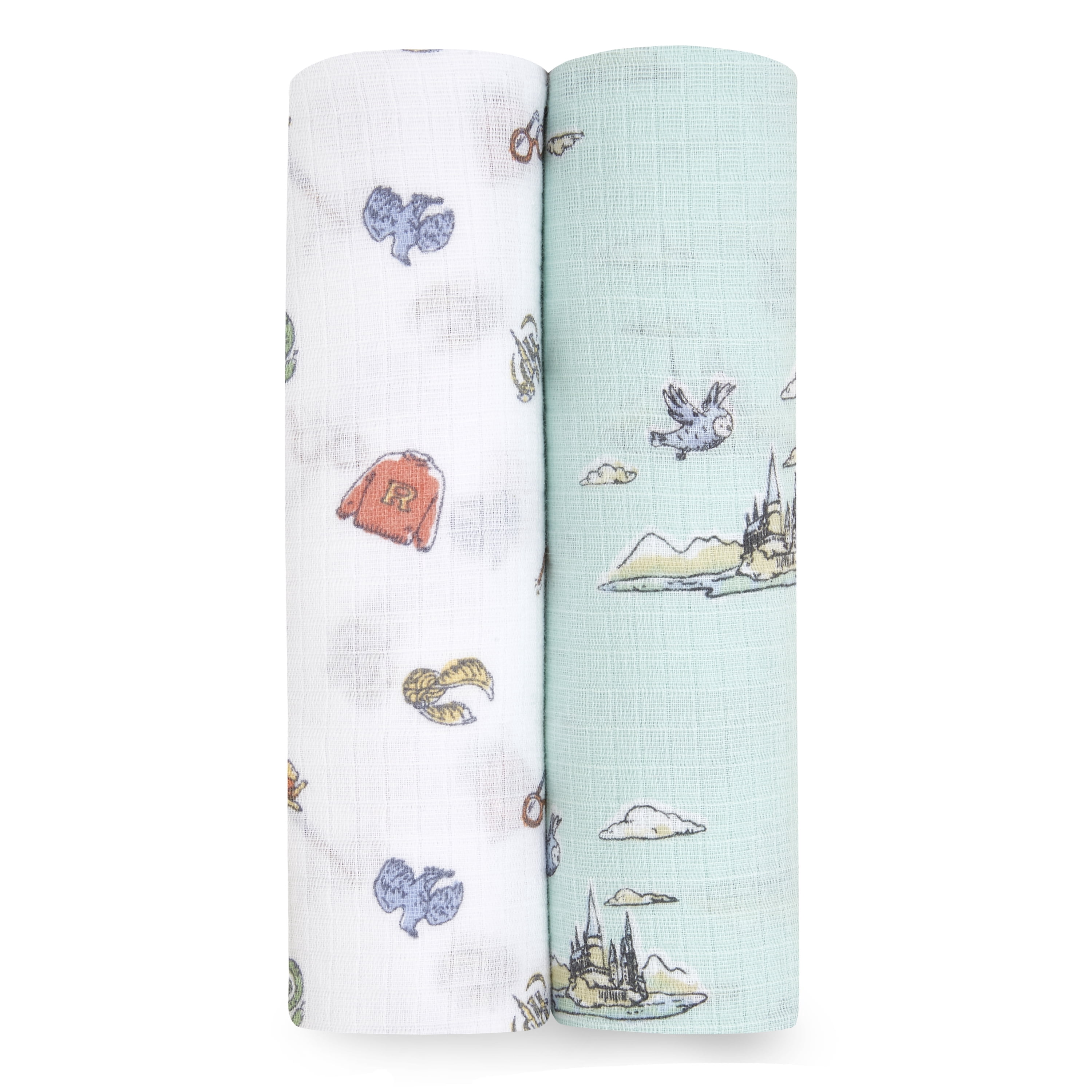 Aden + Anais Essentials Harry Potter 100% Muslin Cotton Swaddle Blanket, Unisex, 2 Pack, Hogwarts