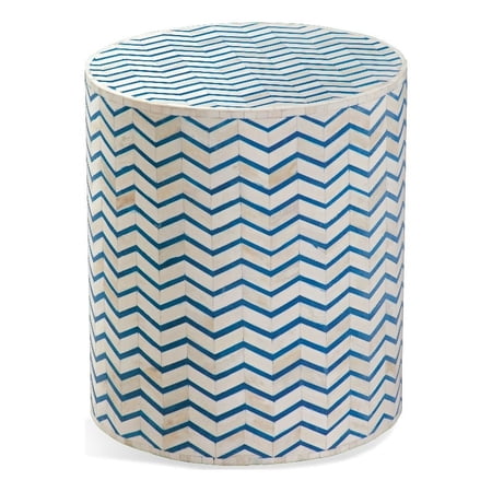 Aden Blue Accent Table in Engineered wood and Bone
