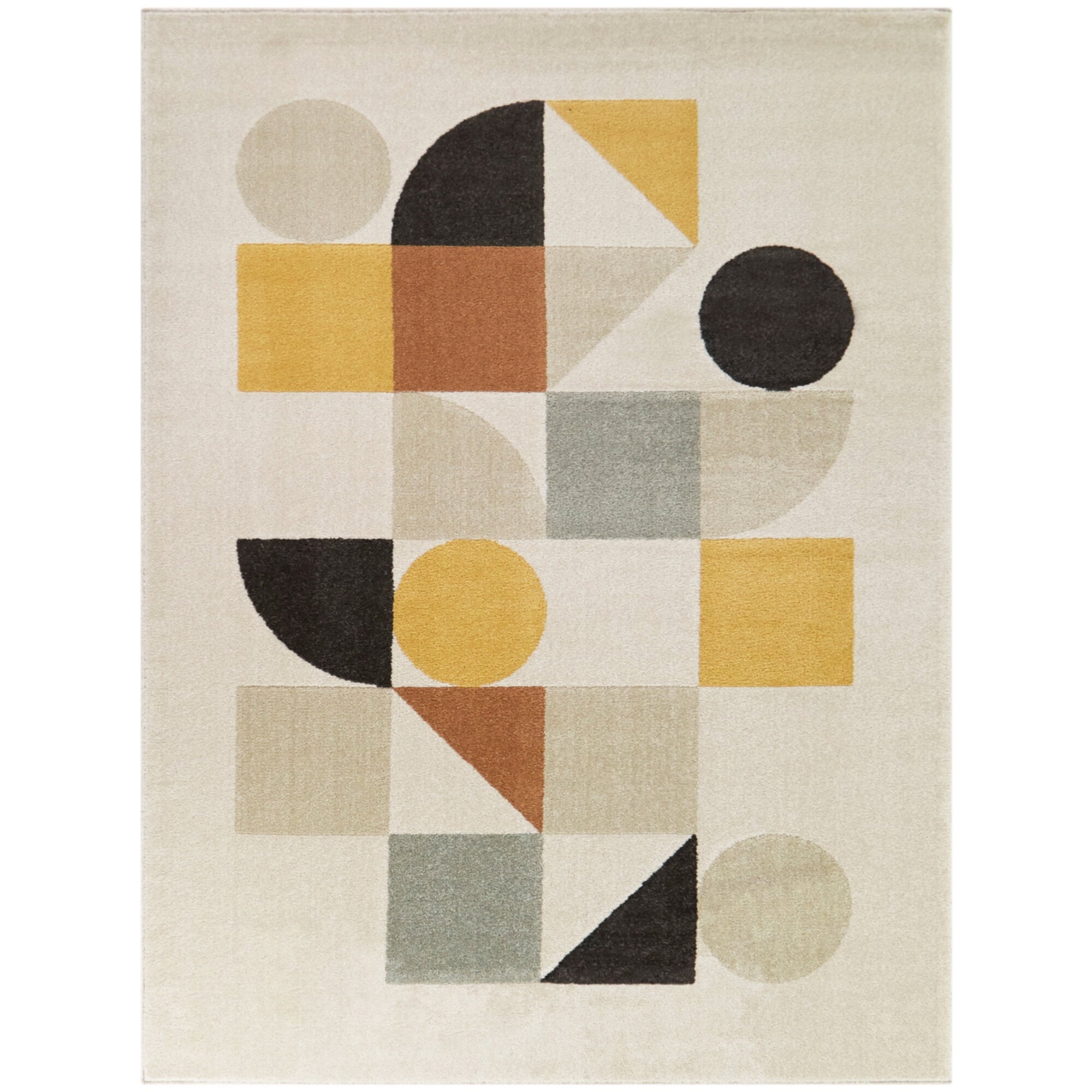Cream Geometric Synthetic Area Rug, 7'10" x 10'