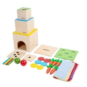 Montessori 6 in 1 Baby Toy Set Object Permanence Box Coin Drop Carrot Harvest Stacking Boxes Stick Matching Tissue Box