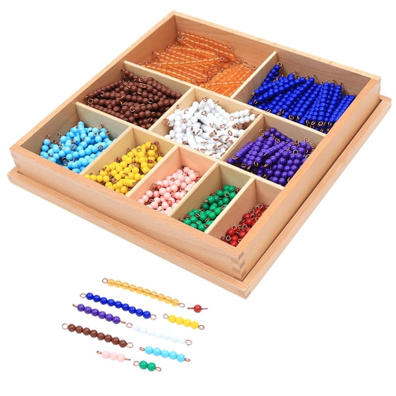 Montessori Bead Bars 1-10 55 Sets Wooden Math Counting Learning Materials with Wooden Box