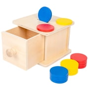 Adena Montessori Coin Box,Object Permanence Box Toys for 1 Year Old Baby Coins,Wooden Montessori Ball Drop Developmental Toys for 6-12 Month Infant,Learning Kids GiftsTypical Drawer Out