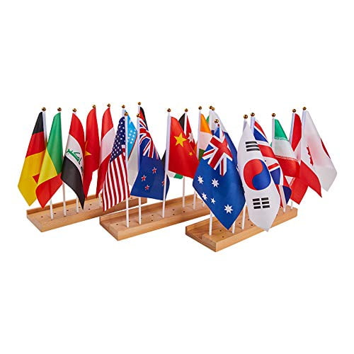 Montessori Flags of the World Geography Learning Toy 57 Country Flags with 3 Beechwood Stands