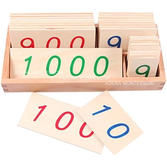 Montessori Wooden Number Cards 1-1000 Math Place Value Learning Set with Box