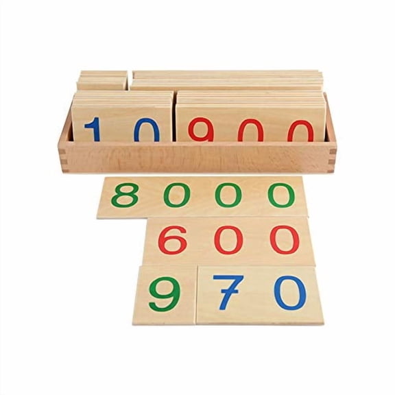 Adena Montessori Large Wooden Number Cards with Box (1-9000)