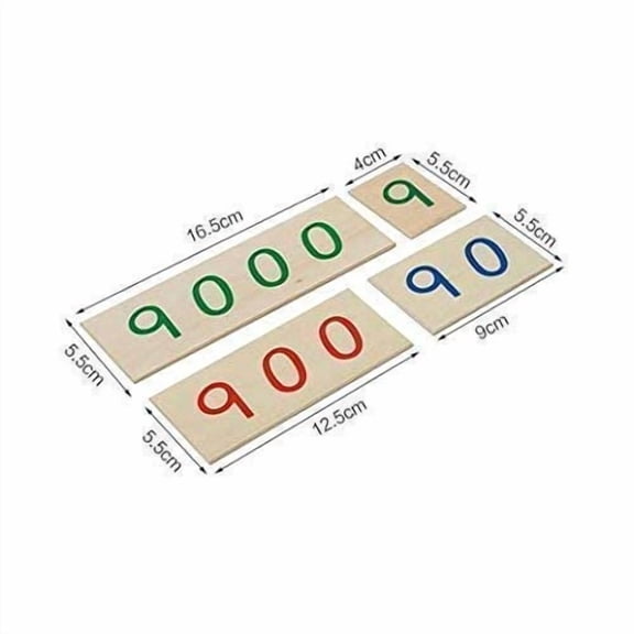 Adena Montessori Materials-Small Wooden Number Cards with Box (1-9000)