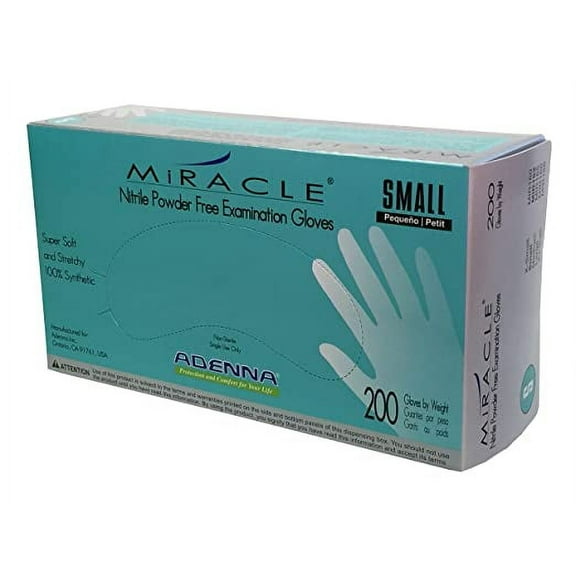 Adenna MIR162 Miracle Nitrile Exam Gloves Powder Free Textured Small 200/Bx