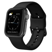 Adepoy Compatible with Apple Watch Bands 41mm 40mm 38mm, Soft Silicone Sport Wristbands Replacement Strap with Classic Clasp for iWatch Series SE 7 6 5 4 3 2 1 for Women Men, Black 38/40/41mm