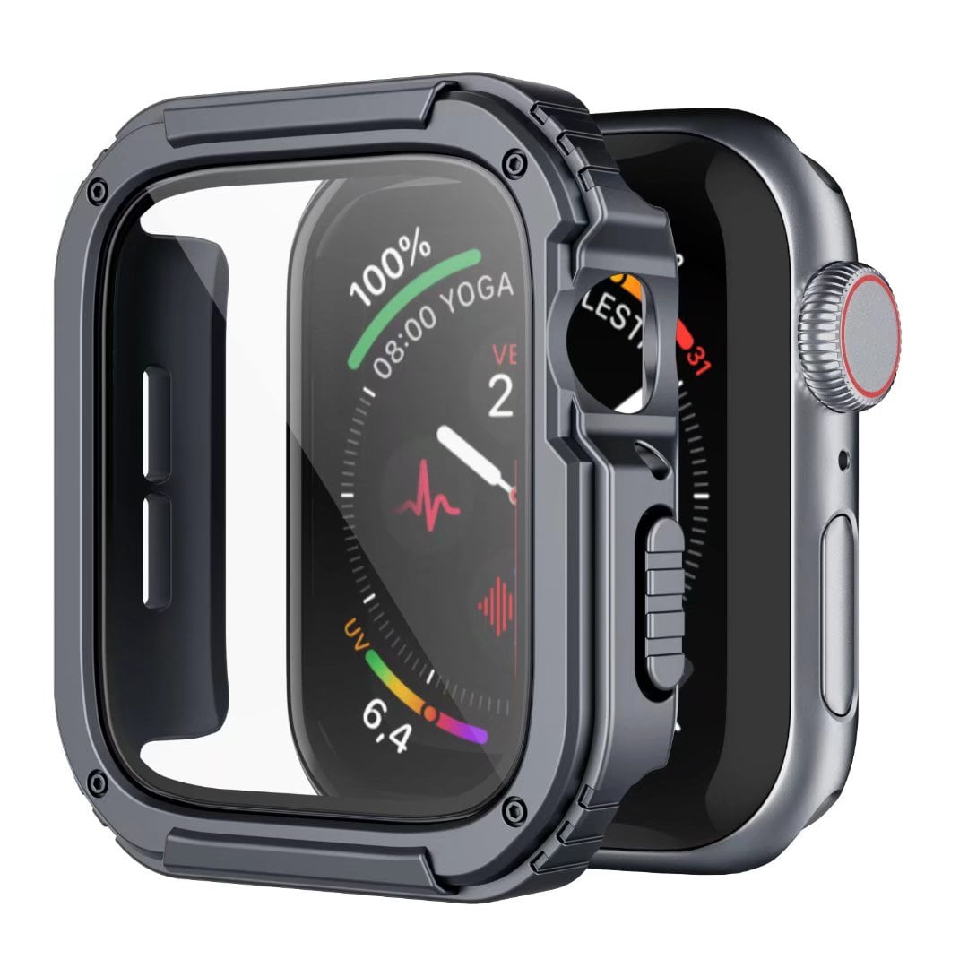 Adepoy Rugged Case Compatible for Apple Watch 38mm Series 3/2/1 with  Tempered Glass Screen Protector, Military All Around Hard TPU Protective  Cover