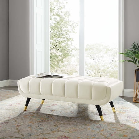 Adept 47.5" Performance Velvet Bench, Ivory