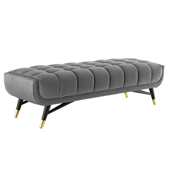 Modway Adept 60" Performance Velvet Bench in Gray